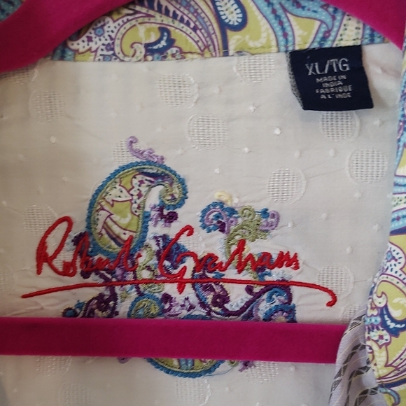 Robert Graham Striped Long Sleeved Cuffed Shirt XL ECU - Picture 4 of 9